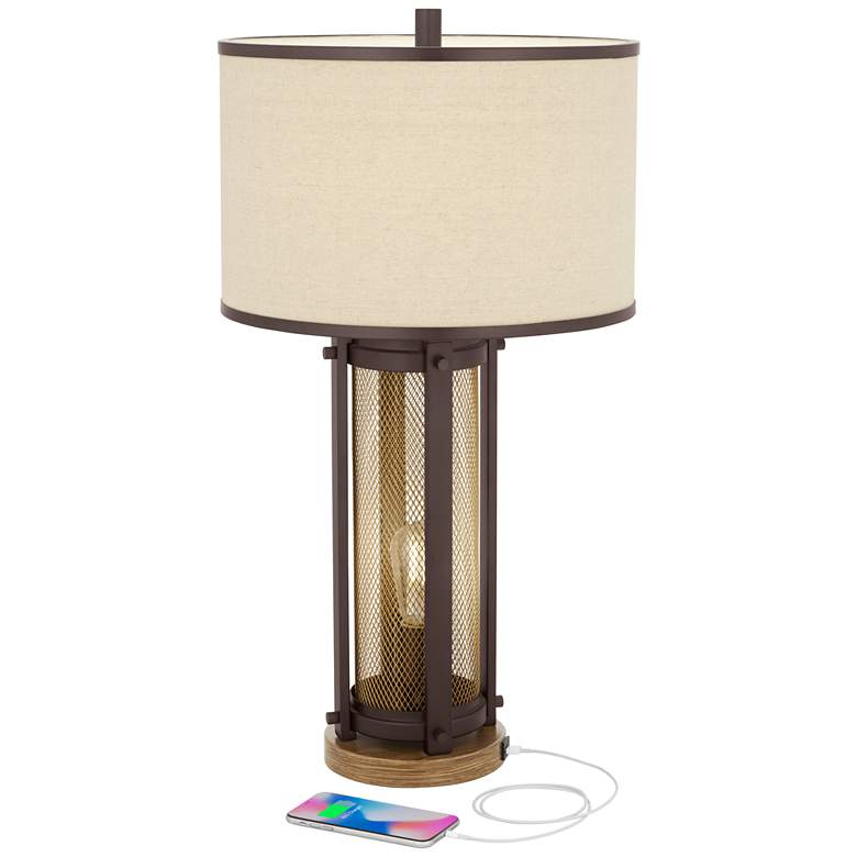 Image 4 Franklin Iron Works Otto 28 1/2" Bronze Night Light USB Table Lamp more views