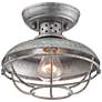 Franklin Iron Works Park 8 1/2" Galvanized Outdoor Cage Ceiling Light