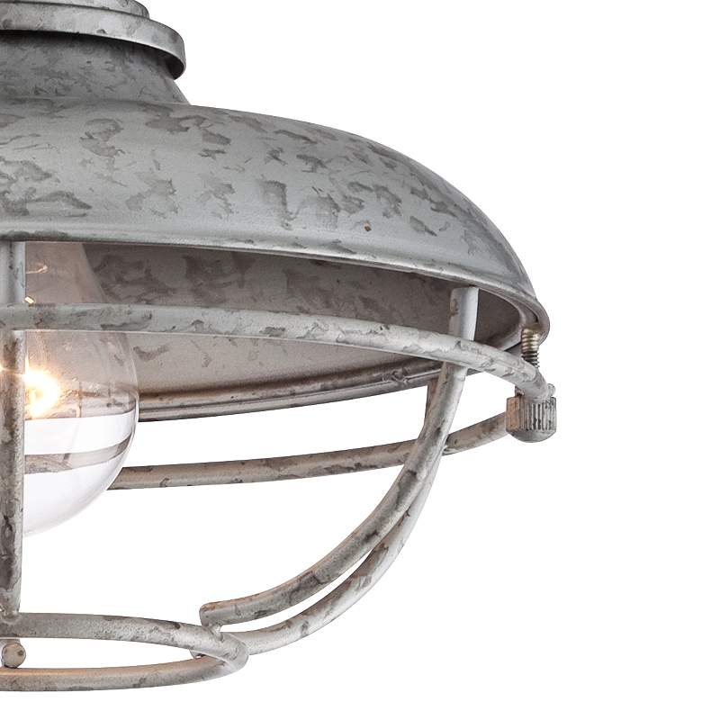 Image 3 Franklin Iron Works Park 8 1/2" Galvanized Outdoor Cage Ceiling Light more views