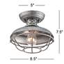 Franklin Iron Works Park 8 1/2" Galvanized Outdoor Cage Ceiling Light