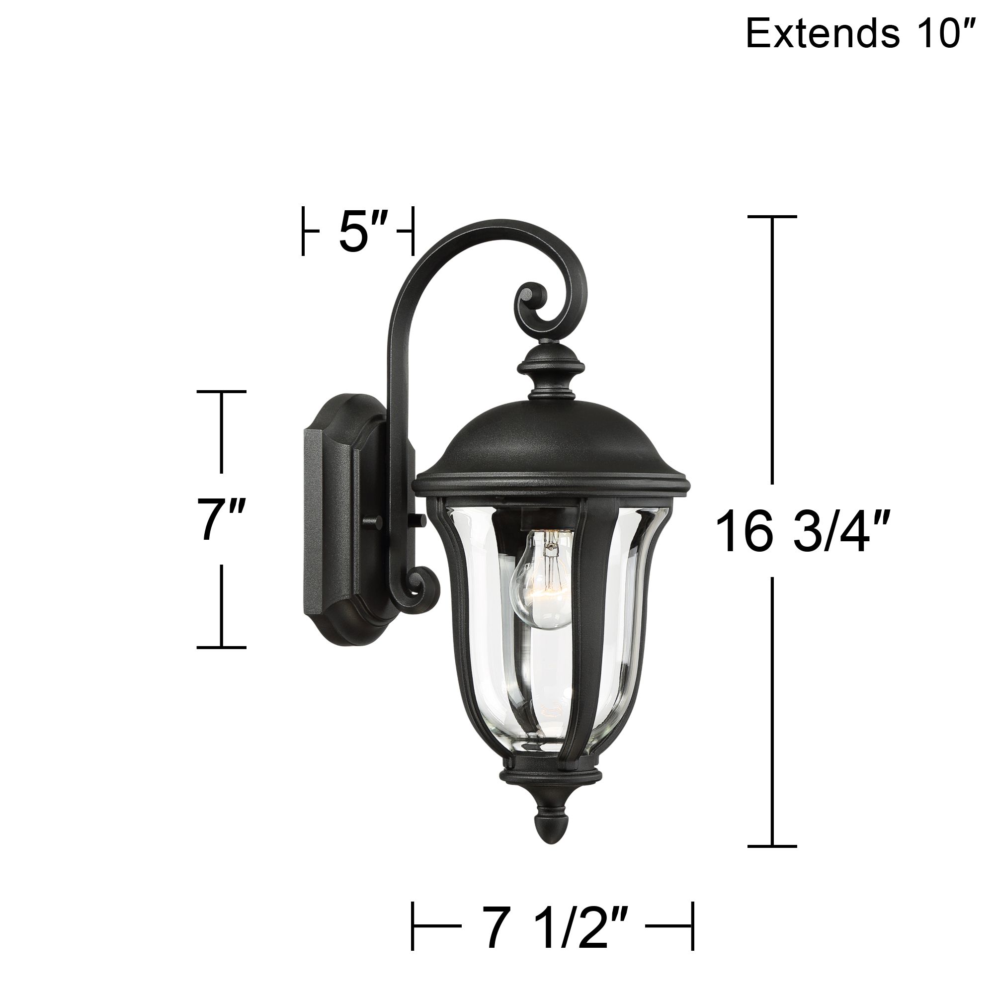 Franklin Iron Works Park Sienna 16 3/4" High Black Outdoor Wall Light