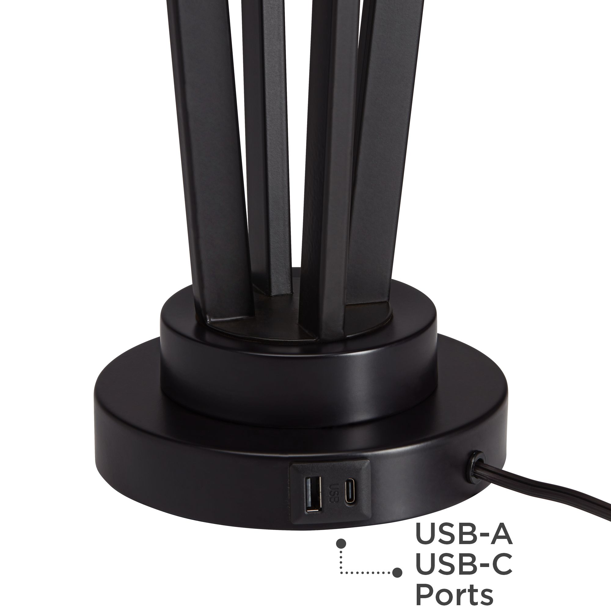 Image 6 Franklin Iron Works Picket 28" Bronze Industrial USB Lamps Set of 2 more views