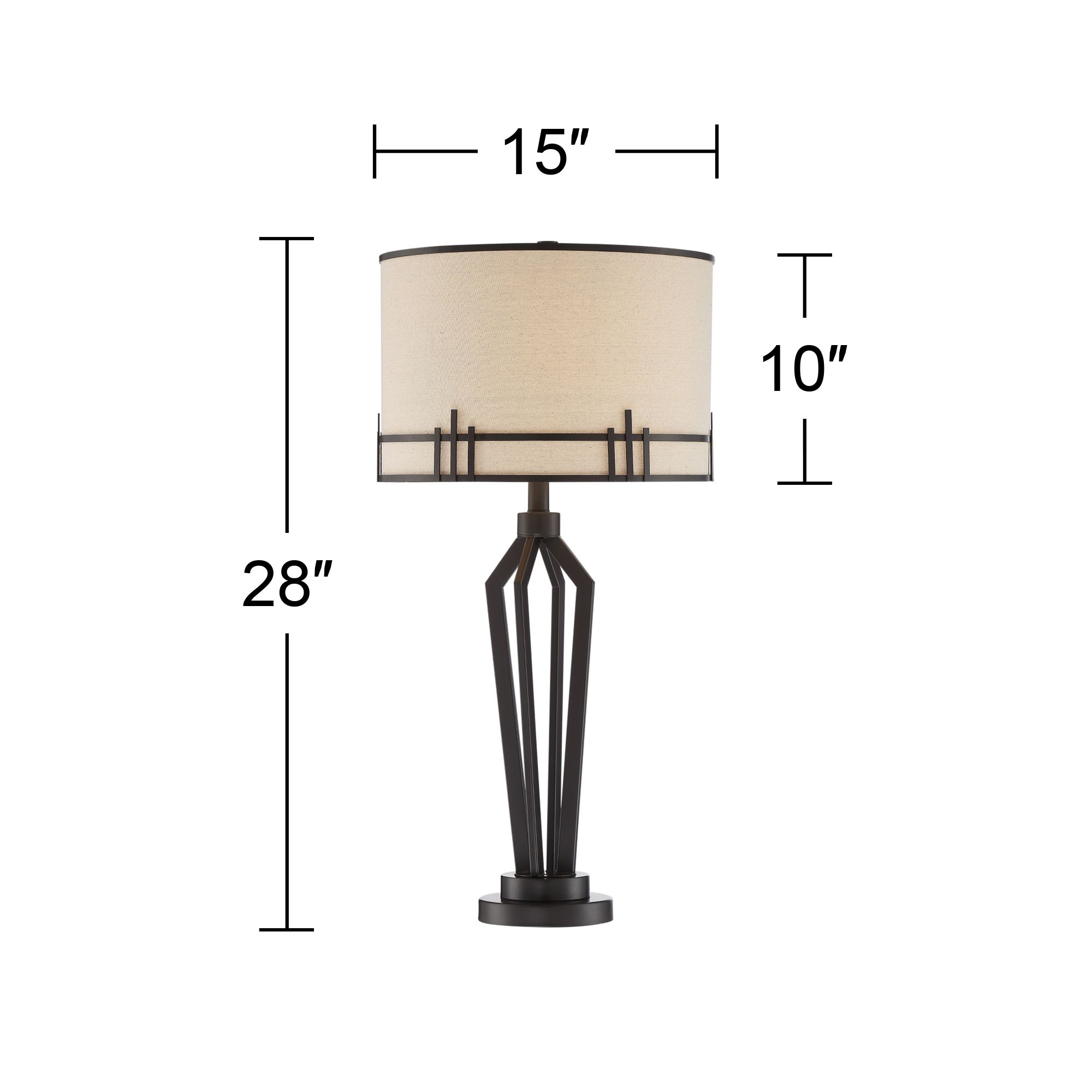 Franklin Iron Works Picket 28" Bronze Industrial USB Lamps Set of 2