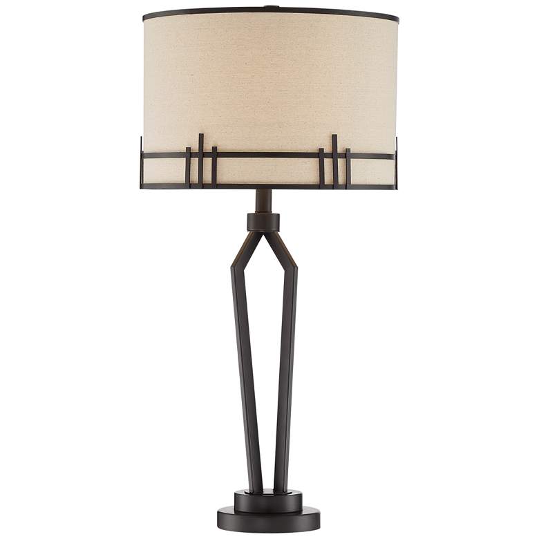 Image 6 Franklin Iron Works Picket 28" Open Base Bronze USB Table Lamp more views