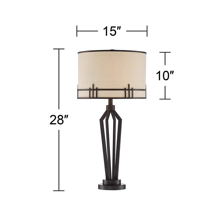 Image 7 Franklin Iron Works Picket 28" Open Base Bronze USB Table Lamp more views