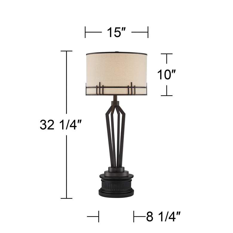 Image 7 Franklin Iron Works Picket 32 1/4 inch Bronze USB Lamp with Round Riser more views