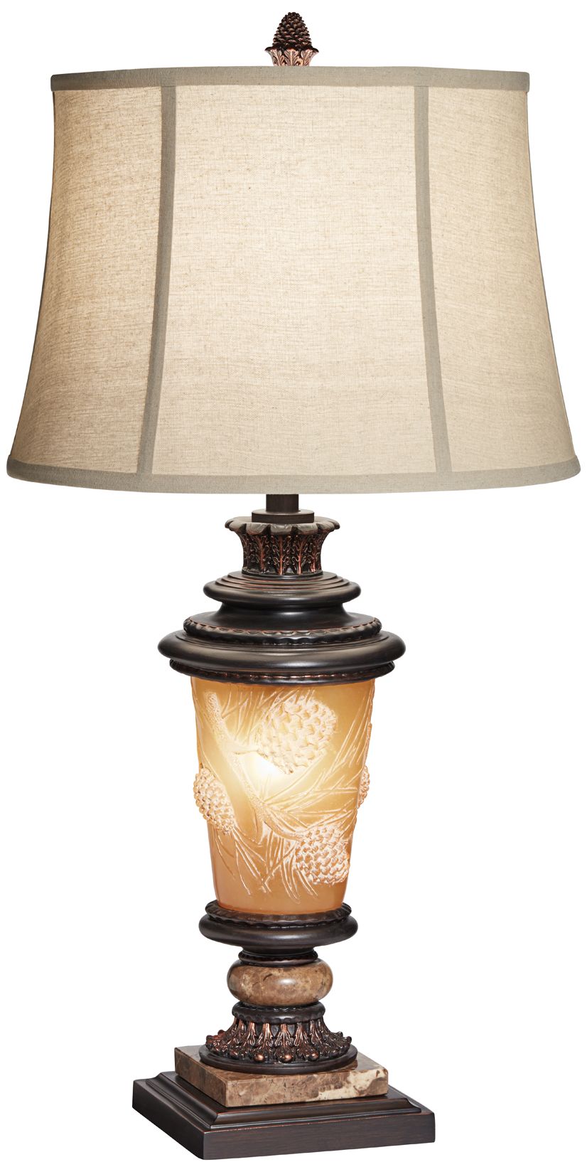 Franklin Iron Works Pine Cone Glow 33 1/2" High Night Light Table Lamp