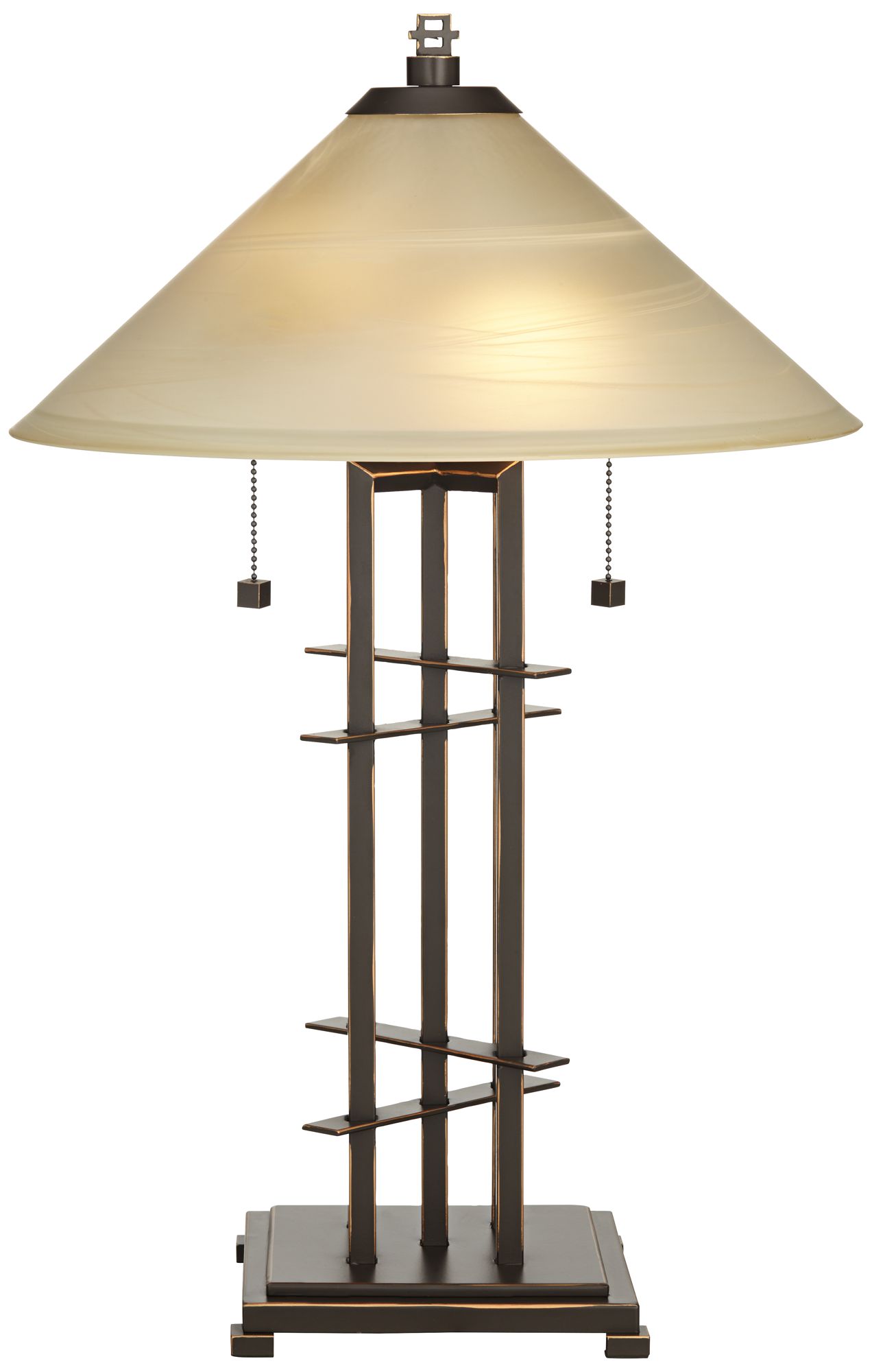 Franklin Iron Works Planes 'n' Posts Glass Table Lamp with Dimmer