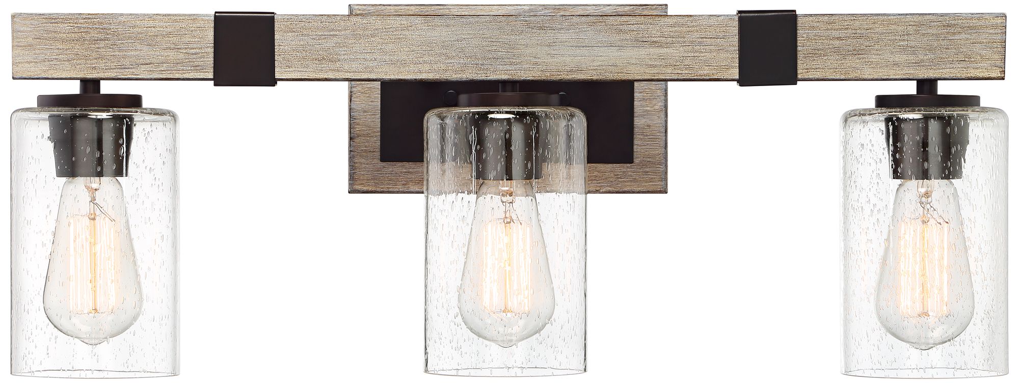 Image 5 Franklin Iron Works Poetry 23 1/2" Bronze and Faux Wood Bath Light more views