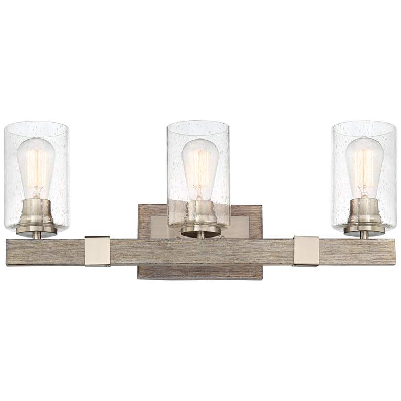 Image 4 Franklin Iron Works Poetry 23 1/2" Gray Wood Grain 3-Light Bath Light more views