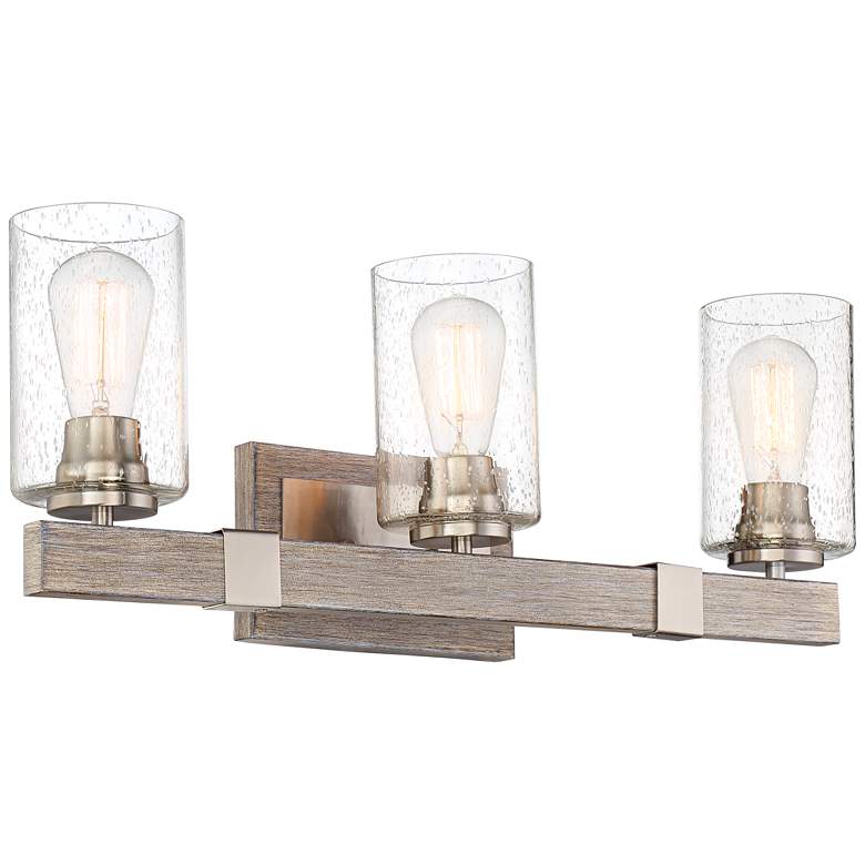 Image 6 Franklin Iron Works Poetry 23 1/2" Gray Wood Grain 3-Light Bath Light more views