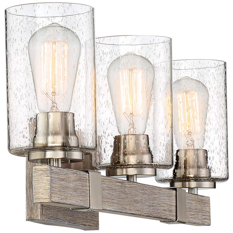 Image 7 Franklin Iron Works Poetry 23 1/2" Gray Wood Grain 3-Light Bath Light more views