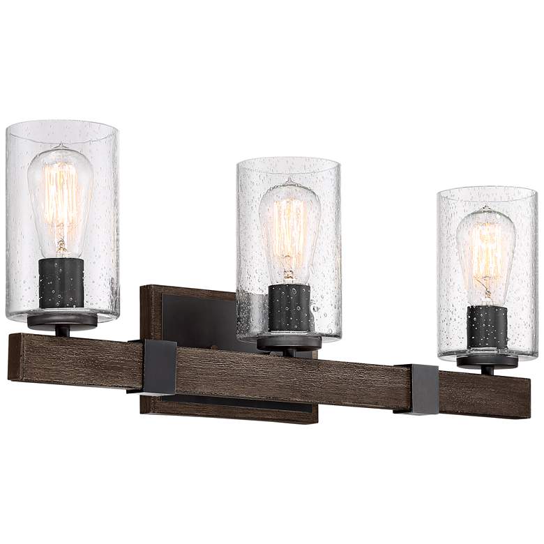 Image 7 Franklin Iron Works Poetry 23 1/2" Wood Grain 3-Light Bath Light more views