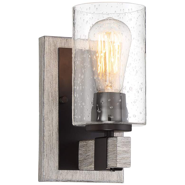 Image 2 Franklin Iron Works Poetry 9" High Bronze-Gray Wall Sconce