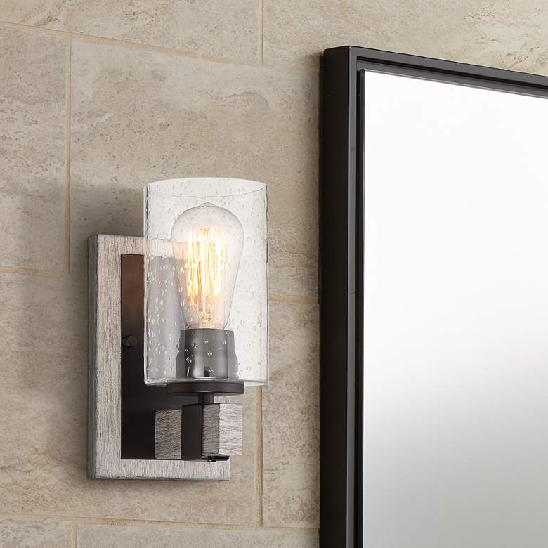 Image 1 Franklin Iron Works Poetry 9" High Bronze-Gray Wall Sconce