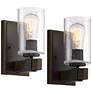 3_Franklin Iron Works Poetry 9" High Seeded Glass Wall Sconces Set of 2
