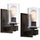 Franklin Iron Works Poetry 9" High Seeded Glass Wall Sconces Set of 2