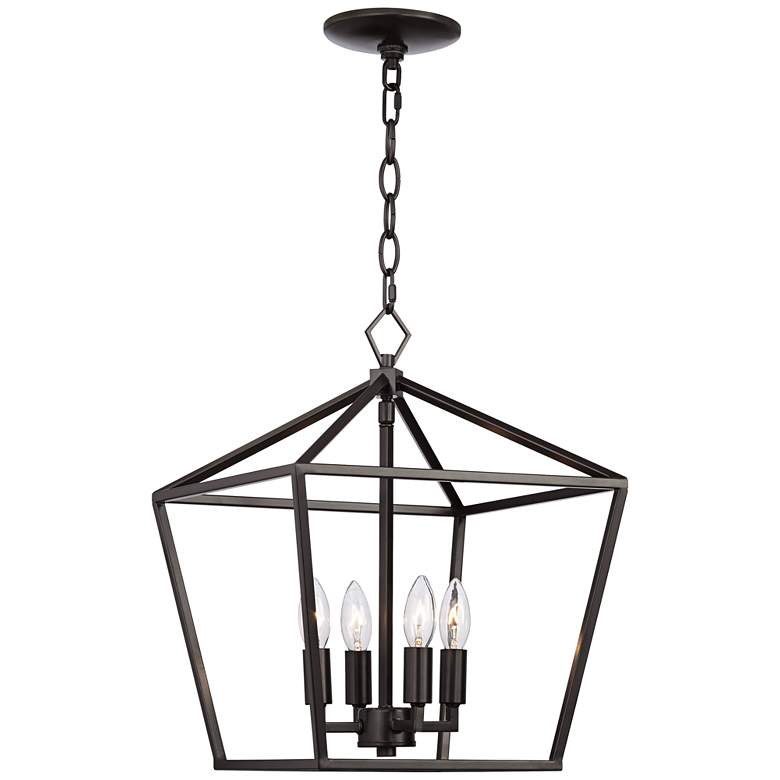 Image 7 Franklin Iron Works Queluz 13" Wide Bronze 4-Light Entry Pendant Light more views