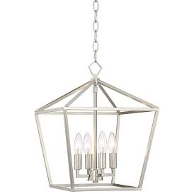 Image2 of Franklin Iron Works Queluz 13" Wide Nickel 4-Light Entry Pendant Light