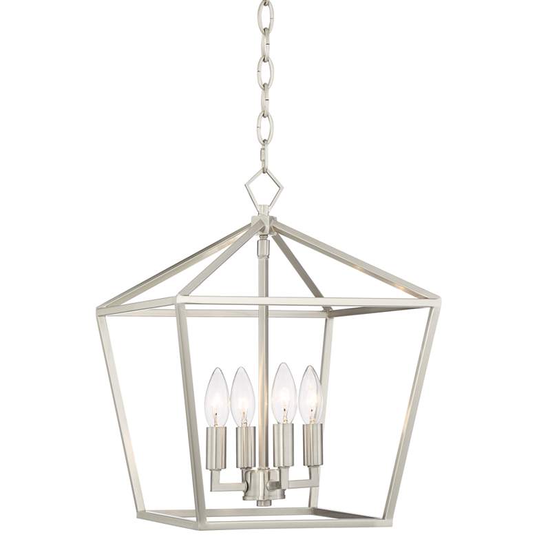 Image 2 Franklin Iron Works Queluz 13 inch Wide Nickel 4-Light Entry Pendant Light