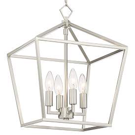 Image3 of Franklin Iron Works Queluz 13" Wide Nickel 4-Light Entry Pendant Light more views