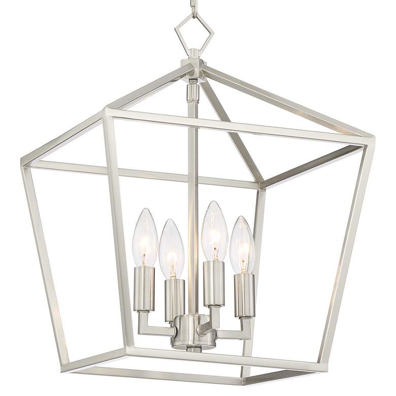 Image 3 Franklin Iron Works Queluz 13" Wide Nickel 4-Light Entry Pendant Light more views