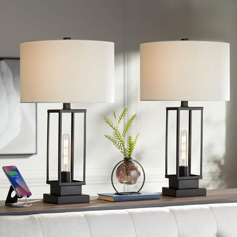 Image 1 Franklin Iron Works Rafael 27 5/8" Night Light Dual USB Lamps Set of 2