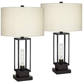 Image2 of Franklin Iron Works Rafael Lamps with Night Light and Dual USB - Set of 2