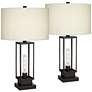 Franklin Iron Works Rafael Lamps with Night Light and Dual USB - Set of 2