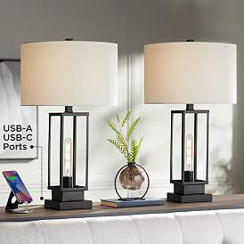 Image1 of Franklin Iron Works Rafael Lamps with Night Light and Dual USB - Set of 2