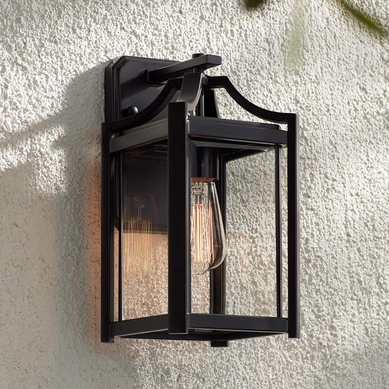 Image 1 Franklin Iron Works Rockford 12 1/2" High Black Outdoor Wall Light