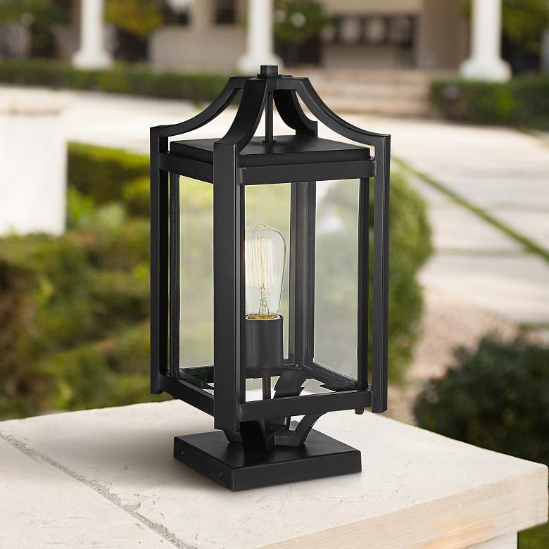 Image 1 Franklin Iron Works Rockford 17 3/4" High Black Pier Mount Light