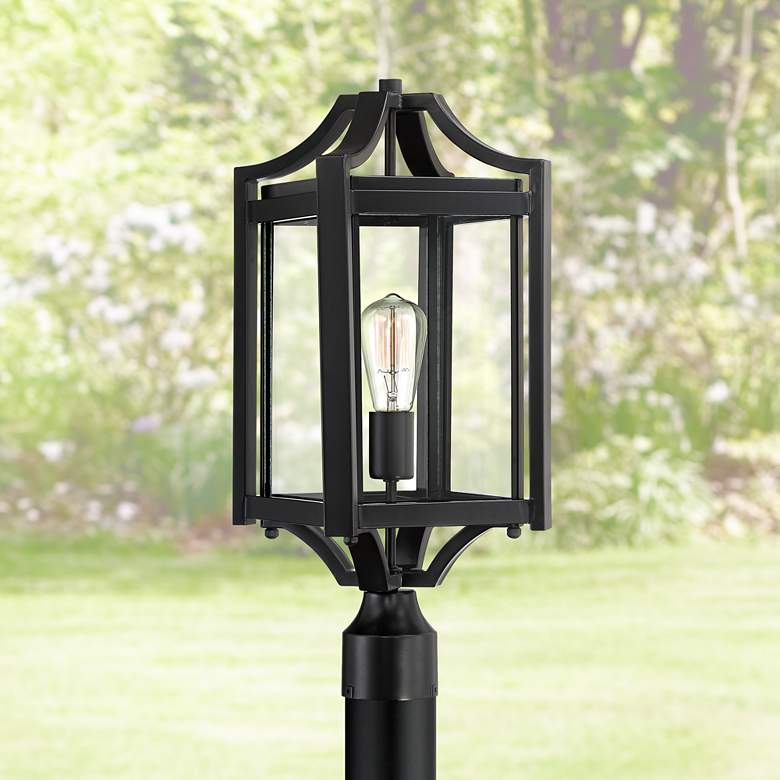 Image 1 Franklin Iron Works Rockford 20 1/4 inch High Black Outdoor Post Light
