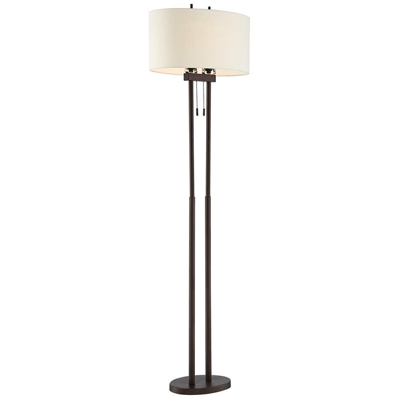 Image 7 Franklin Iron Works Roscoe 62 inch Bronze Pole Modern Floor Lamps Set of 2 more views