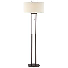 Image2 of Franklin Iron Works Roscoe 62" Bronze Twin Pole Pull Chain Floor Lamp