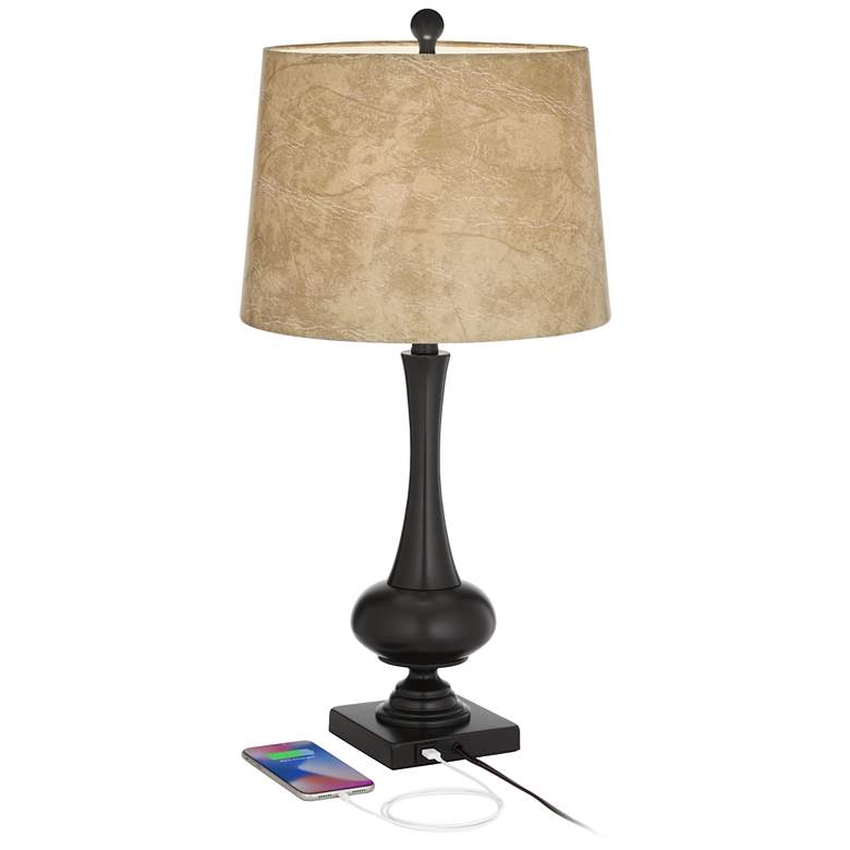 Image 3 Franklin Iron Works Ross 27 inch Bronze Finish USB Table Lamps Set of 2 more views