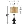 Franklin Iron Works Ross 27" Bronze Finish USB Table Lamps Set of 2