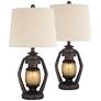 3_Franklin Iron Works Rustic Miner 25 1/4" Night Light Lamps Set of 2