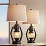 2_Franklin Iron Works Rustic Miner 25 1/4" Night Light Lamps Set of 2