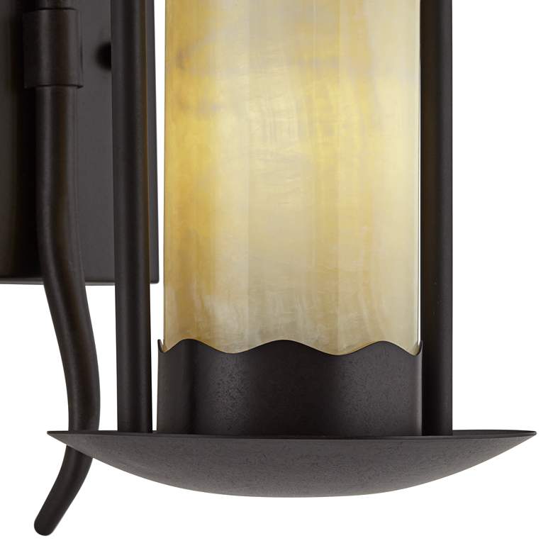 Image 5 Franklin Iron Works Rustic Onyx 14 1/2" Faux Candle Light Wall Sconce more views