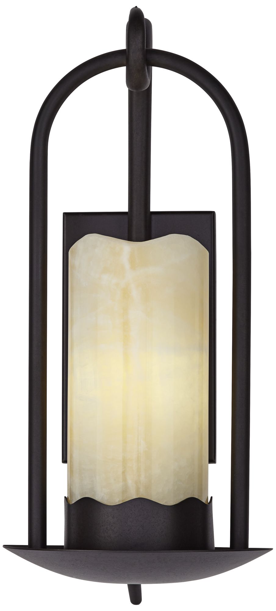 Image 6 Franklin Iron Works Rustic Onyx 14 1/2" Faux Candle Light Wall Sconce more views