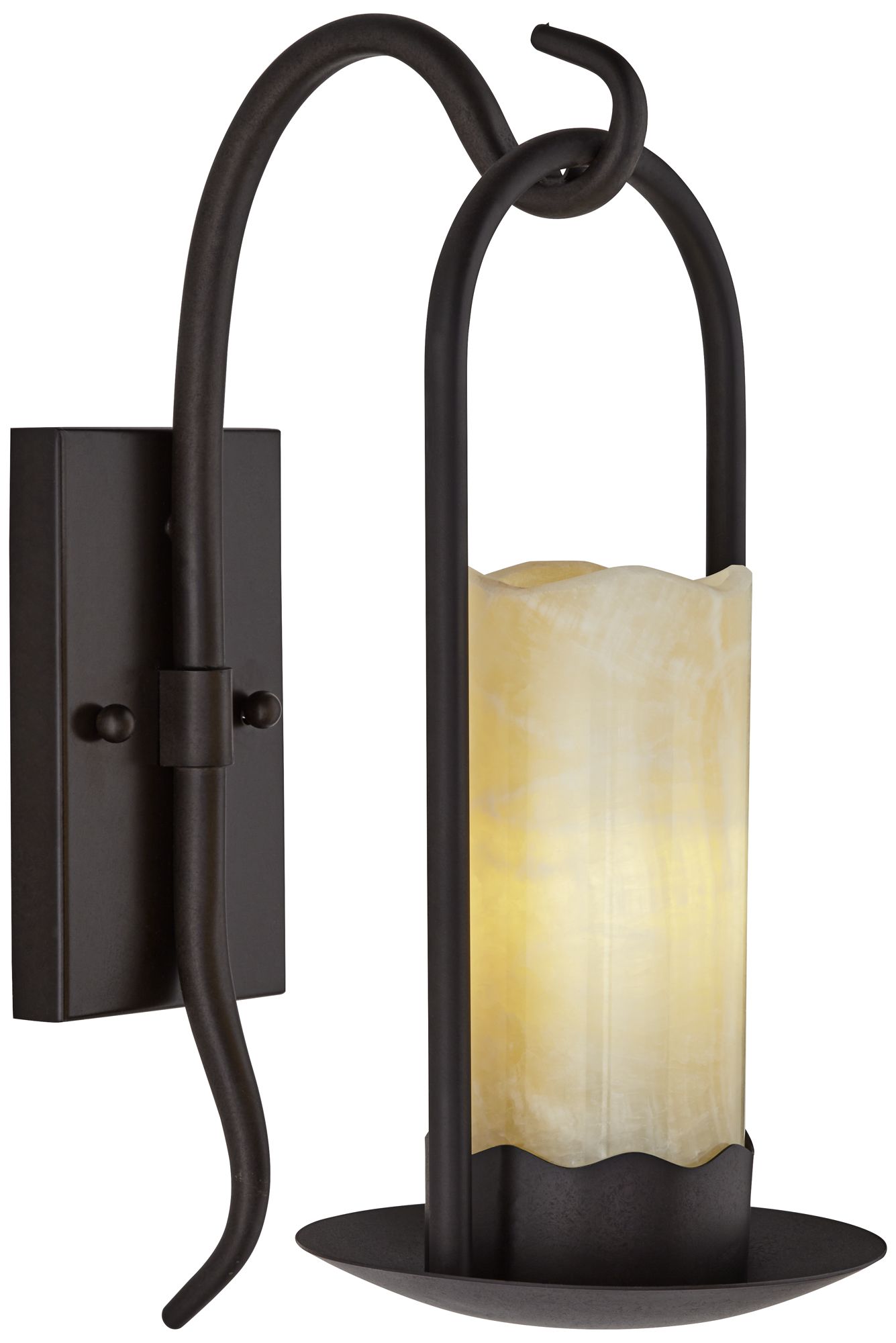 Image 7 Franklin Iron Works Rustic Onyx 14 1/2" Faux Candle Light Wall Sconce more views
