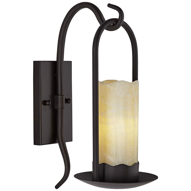 Image 7 Franklin Iron Works Rustic Onyx 14 1/2" Faux Candle Light Wall Sconce more views