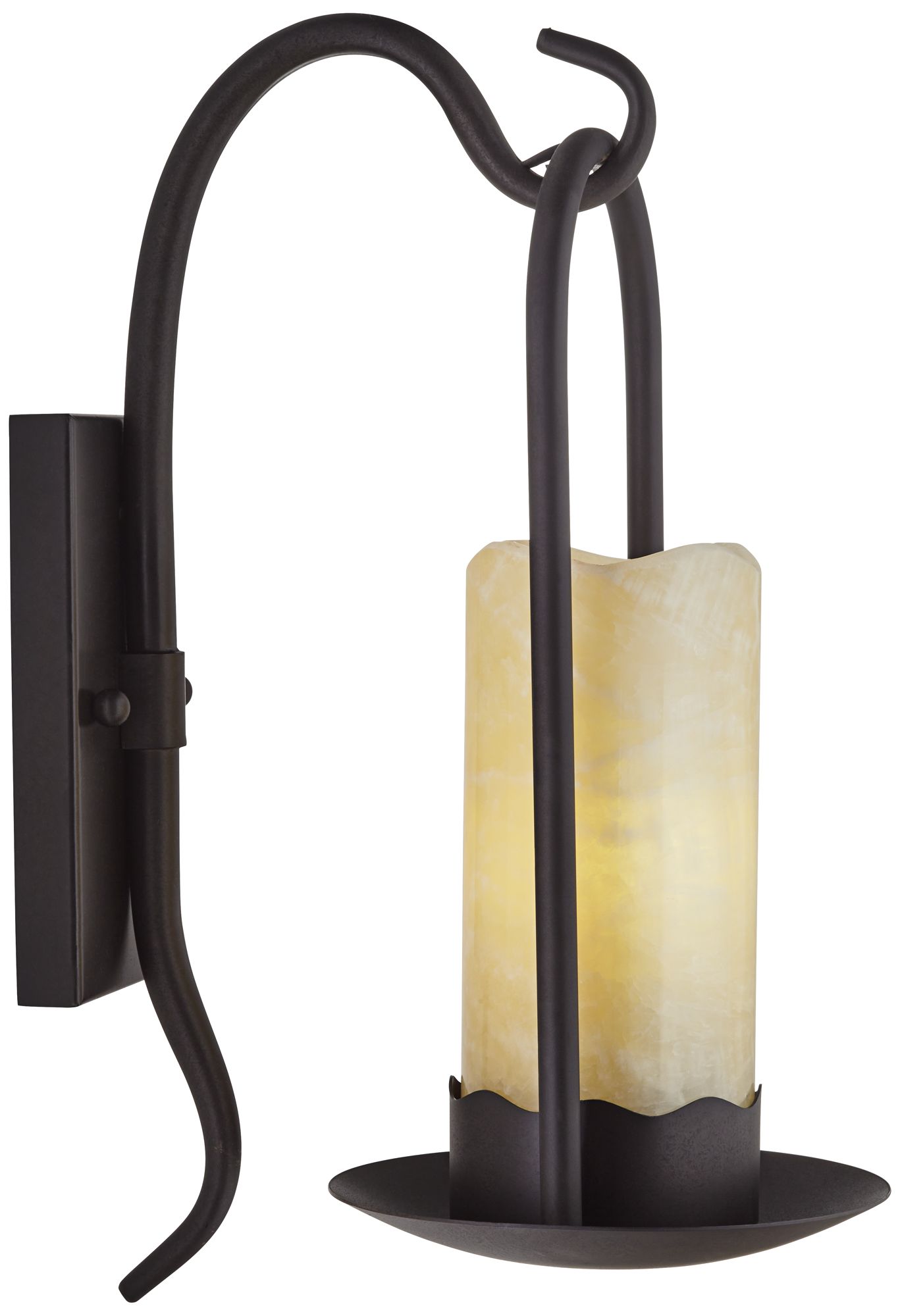 Franklin Iron Works Rustic Onyx 14 1/2" Faux Candle Light Wall Sconce