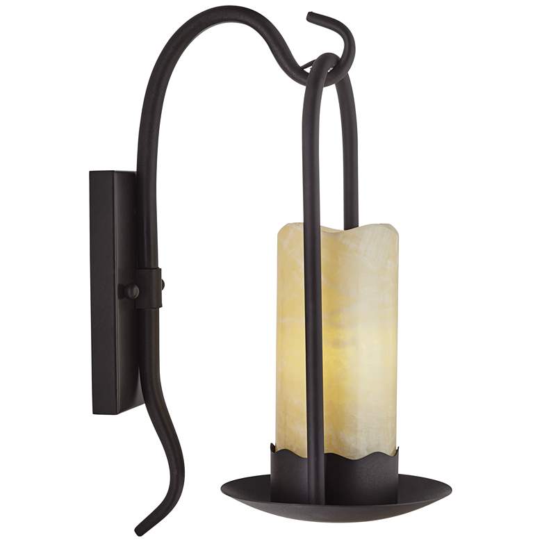 Image 7 Franklin Iron Works Rustic Onyx 14 1/2 inch Faux Candle Light Wall Sconce more views