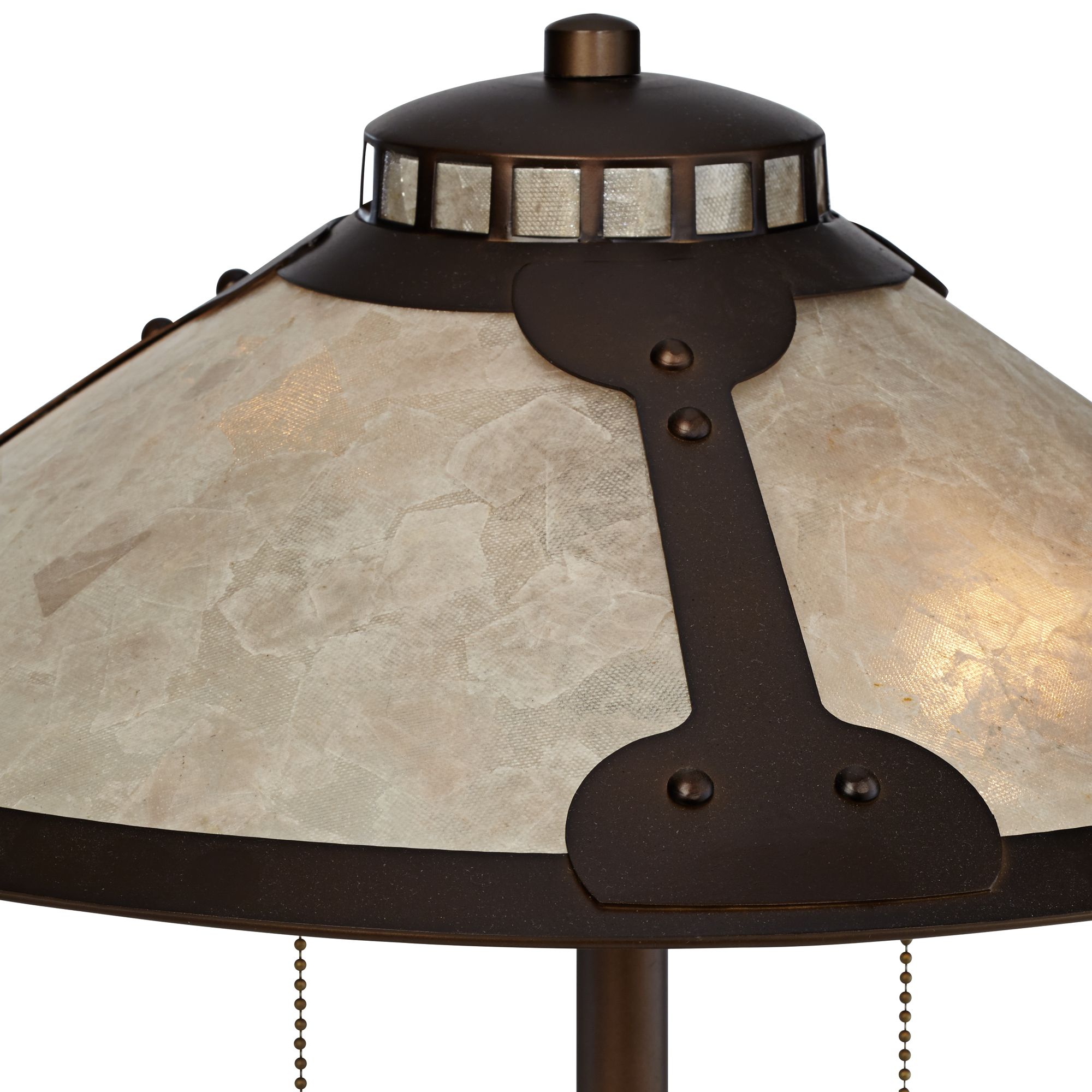 Image 4 Franklin Iron Works Samuel 20" Mica and Bronze Pull Chain USB Lamp more views