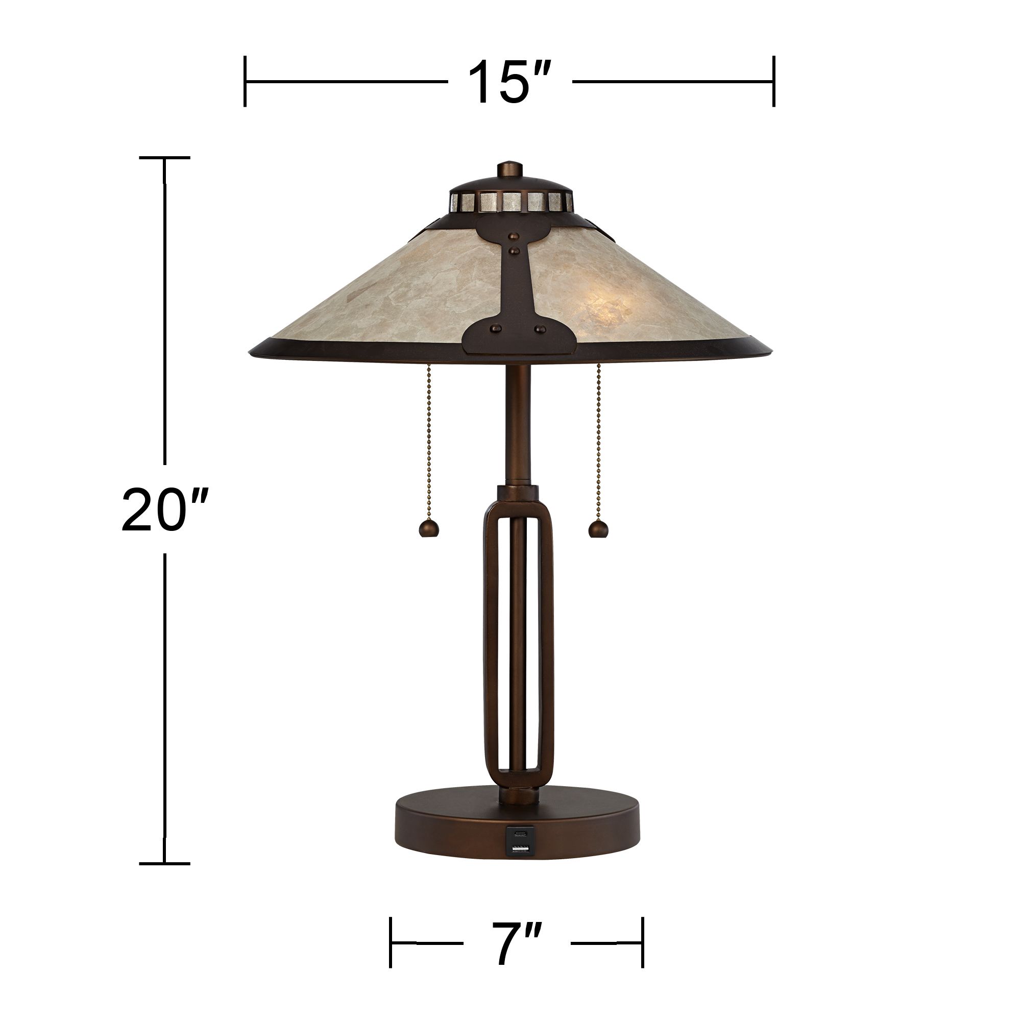 Franklin Iron Works Samuel 20" Mica and Bronze Pull Chain USB Lamp in scene