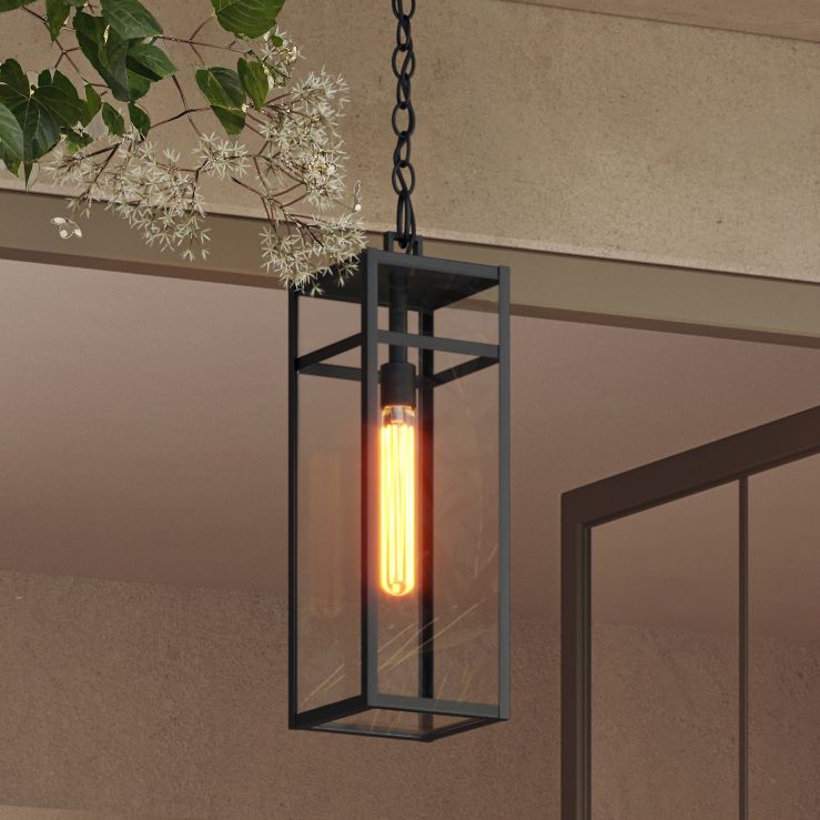Franklin Iron Works San Lucas 19 1/2" Sand Black Outdoor Hanging Light in scene