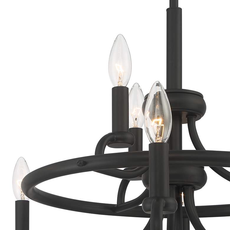 Image 3 Franklin Iron Works Shane 30 inch Black Two-Tier 9-Light Ring Chandelier more views