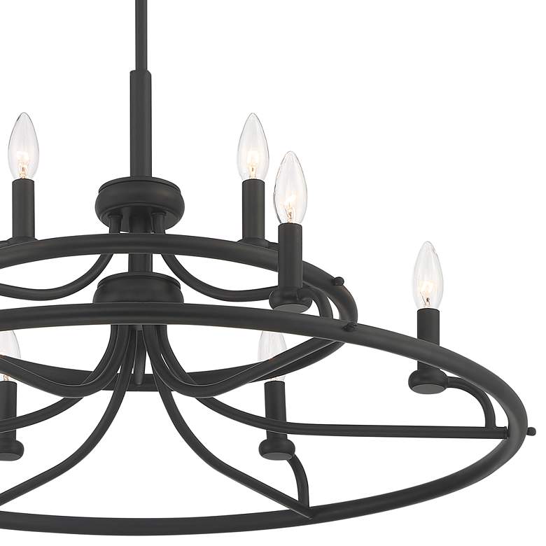 Image 4 Franklin Iron Works Shane 30 inch Black Two-Tier 9-Light Ring Chandelier more views
